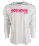 Floral Band L/S Performance Tee- White