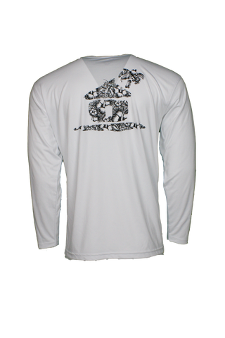 FLORAL HUT L/S PERFORMANCE TEE-White