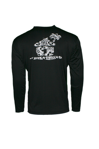 FLORAL HUT L/S PERFORMANCE TEE- Black