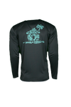 FLORAL HUT L/S PERFORMANCE TEE- Charcoal